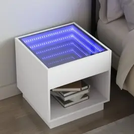 Naktsgaldiņš Ar Led, Balts, 50X50X50 Cm Vidaxl