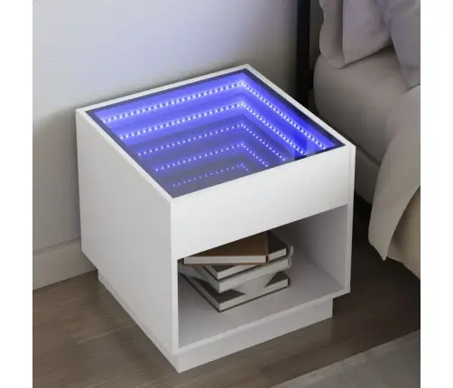 Naktsgaldiņš Ar Led, Balts, 50X50X50 Cm Vidaxl