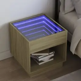 Naktinis Staliukas Su Infinity Led, Ąžuolo, 50X50X50Cm