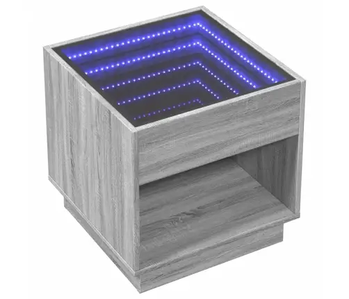 Naktinis Staliukas Su Infinity Led, Pilkas Ąžuolo, 50X50X50Cm