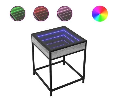 Naktsgaldiņš Ar Led, Pelēka Ozolkoka Krāsa, 40X40X51 Cm Vidaxl