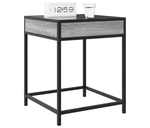 Naktsgaldiņš Ar Led, Pelēka Ozolkoka Krāsa, 40X40X51 Cm Vidaxl