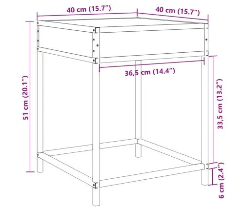 Naktinis Staliukas Su Infinity Led, Rudo Ąžuolo, 40X40X51Cm