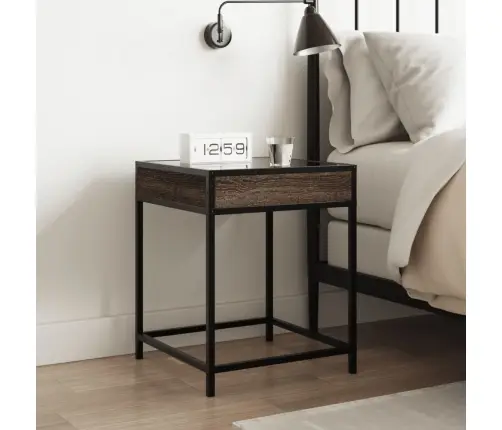 Naktinis Staliukas Su Infinity Led, Rudo Ąžuolo, 40X40X51Cm