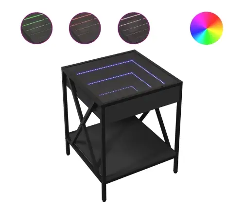 Naktinis Staliukas Su Infinity Led, Juodas, 40X40X49Cm