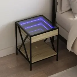 Naktsgaldiņš Ar Led, Ozolkoka Krāsa, 40X40X49 Cm Vidaxl