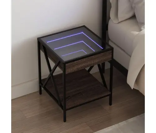 Öökapp Led-Tuledega, Pruun Tamm, 40X40X49 Cm