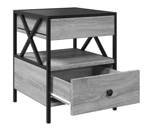 Naktinis Staliukas Su Infinity Led, Pilkas Ąžuolo, 40X40X51Cm