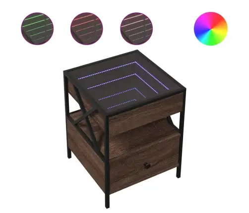 Naktsgaldiņš Ar Led, Brūna Ozola, 40X40X51 Cm Vidaxl