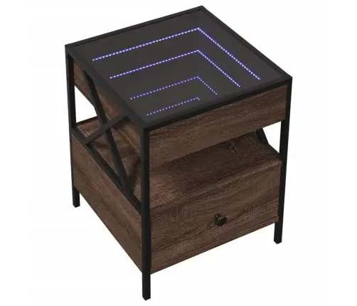 Naktsgaldiņš Ar Led, Brūna Ozola, 40X40X51 Cm Vidaxl