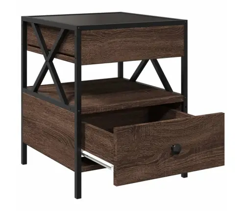 Naktsgaldiņš Ar Led, Brūna Ozola, 40X40X51 Cm Vidaxl