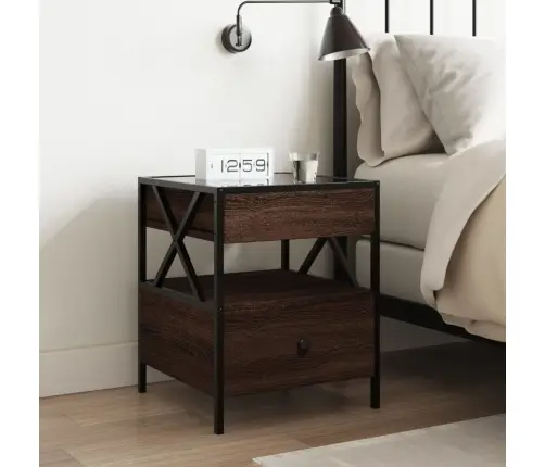 Naktsgaldiņš Ar Led, Brūna Ozola, 40X40X51 Cm Vidaxl