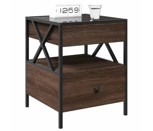 Naktsgaldiņš Ar Led, Brūna Ozola, 40X40X51 Cm Vidaxl