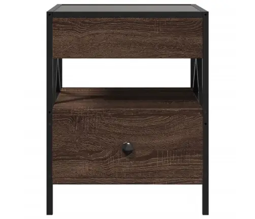 Naktsgaldiņš Ar Led, Brūna Ozola, 40X40X51 Cm Vidaxl