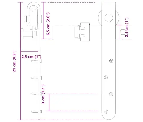 Lükandkapi Uksekomplekt 213 Cm Süsinikterasest