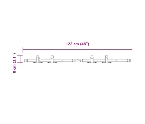 Bīdāmo Skapju Durvju Komplekts 122 Cm Oglekļa Tērauds Vidaxl