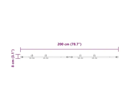 Lükandkapi Uksekomplekt 200 Cm Süsinikterasest