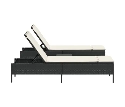 3-Daļīgs Sauļošanās Zvilnis Ar Matraci, Melna Pe Rotangpalma Vidaxl