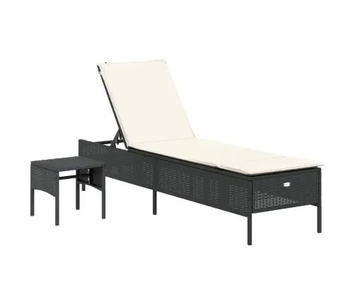 3-Daļīgs Sauļošanās Zvilnis Ar Matraci, Melna Pe Rotangpalma Vidaxl