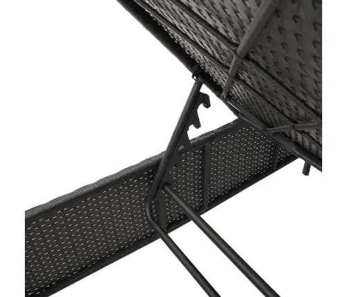 3-Daļīgs Sauļošanās Zvilnis Ar Matraci, Melna Pe Rotangpalma Vidaxl