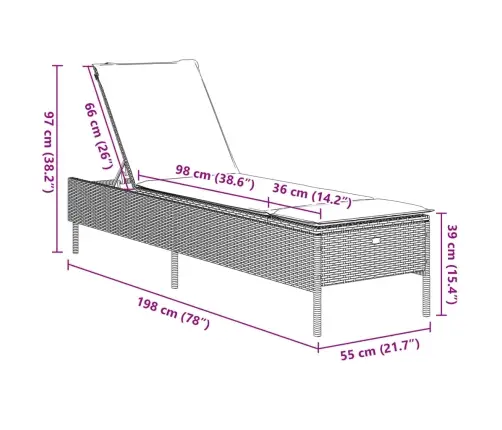3-Daļīgs Sauļošanās Zvilnis Ar Matraci, Brūna Pe Rotangpalma Vidaxl