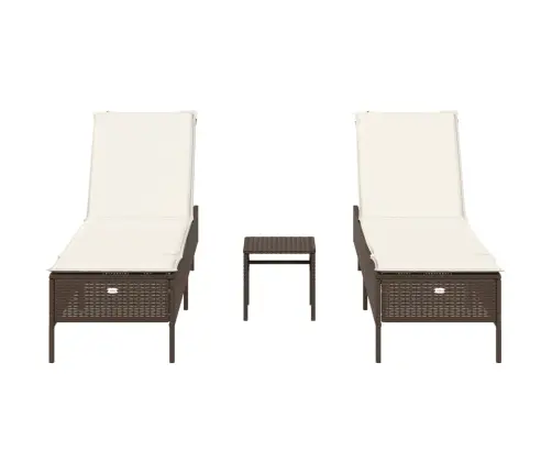 3-Daļīgs Sauļošanās Zvilnis Ar Matraci, Brūna Pe Rotangpalma Vidaxl