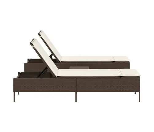 3-Daļīgs Sauļošanās Zvilnis Ar Matraci, Brūna Pe Rotangpalma Vidaxl