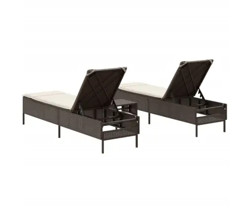 3-Daļīgs Sauļošanās Zvilnis Ar Matraci, Brūna Pe Rotangpalma Vidaxl