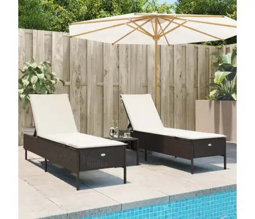 3-Daļīgs Sauļošanās Zvilnis Ar Matraci, Brūna Pe Rotangpalma Vidaxl