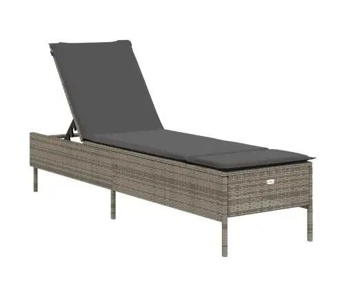 3-Osaline Päevitustool Istmepadjaga Hall, Polürotang 3-Osaline Päevitustool Istmepadjaga Hall, Polürotang