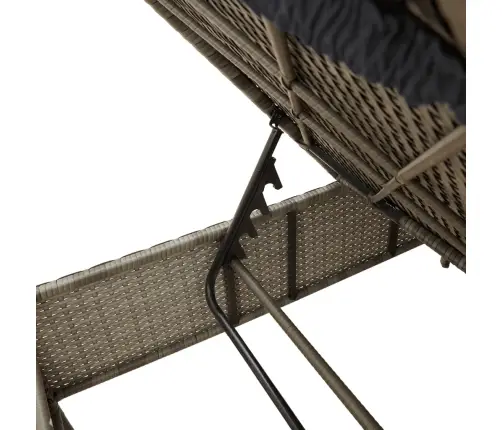 3-Osaline Päevitustool Istmepadjaga Hall, Polürotang 3-Osaline Päevitustool Istmepadjaga Hall, Polürotang