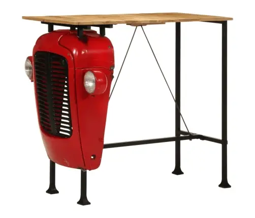 Traktori Kapoti Kujuline Baarilaud, Punane/Pruun, 55X120X107 Cm