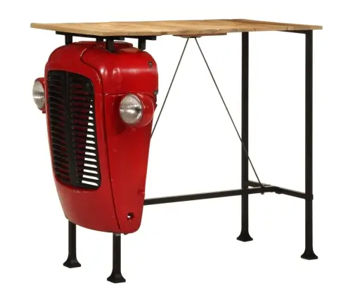 Traktori Kapoti Kujuline Baarilaud, Punane/Pruun, 55X120X107 Cm