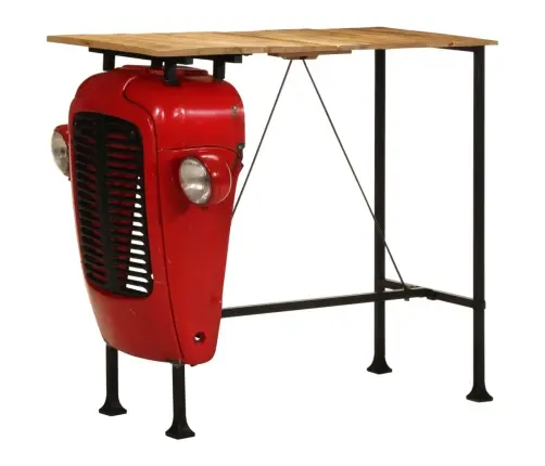 Traktori Kapoti Kujuline Baarilaud, Punane/Pruun, 55X120X107 Cm