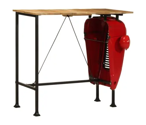 Traktori Kapoti Kujuline Baarilaud, Punane/Pruun, 55X120X107 Cm