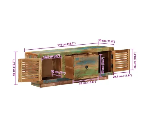 Tv Skapītis, 110X30X40 Cm, Pārstrādāts Masīvkoks Vidaxl