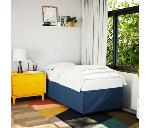 Gultas Rāmis Bez Matrača, Zils, 90X190Cm Audums Vidaxl