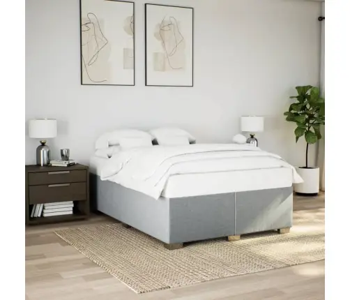 Gulta Bez Matrača, Gaiši Pelēks, 140X200 Cm, Audums Vidaxl