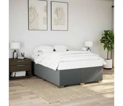 Gulta Bez Matrača, Tumši Pelēks, 140X200 Cm, Audums Vidaxl