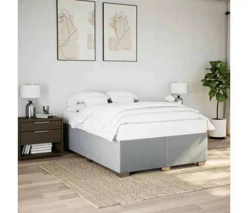 Gulta Bez Matrača, Gaiši Pelēks, 160X200 Cm, Audums Vidaxl