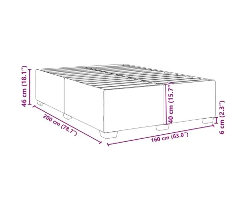 Gulta Bez Matrača, Tumši Pelēks, 160X200 Cm, Audums Vidaxl