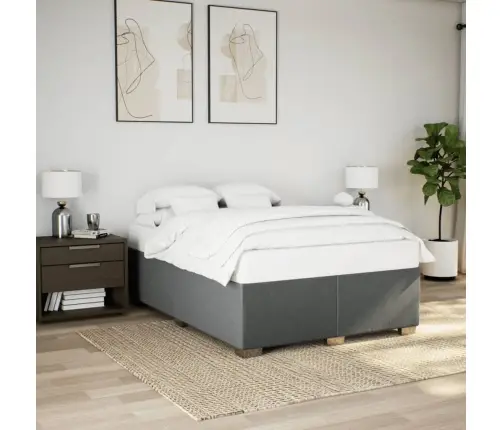 Gulta Bez Matrača, Tumši Pelēks, 160X200 Cm, Audums Vidaxl