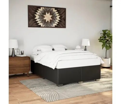 Voodiraam, Must, 160X200 cm Kunstnahk