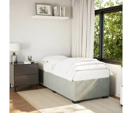 Voodiraam Ilma Madratsita, Helehall, 90X190 cm Samet