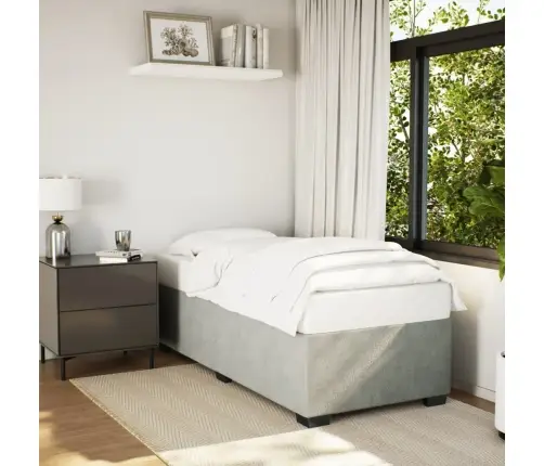 Gulta Bez Matrača, Gaiši Pelēks, 100X200 Cm, Samts Vidaxl