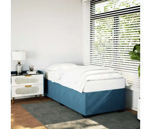 Gultas Rāmis, Zils, 100X200 Cm, Samts Vidaxl