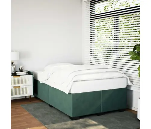 Gultas Rāmis Bez Matrača Tumši Zaļš 120X190 Cm Samts Vidaxl