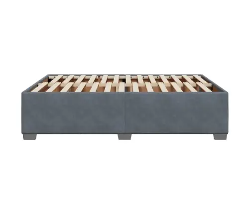 Gulta Bez Matrača, Tumši Pelēks, 140X190 Cm, Samts Vidaxl