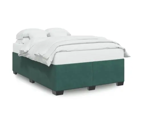 Gultas Rāmis Bez Matrača, Tumši Zaļš Samts, 140X190 Cm Vidaxl
