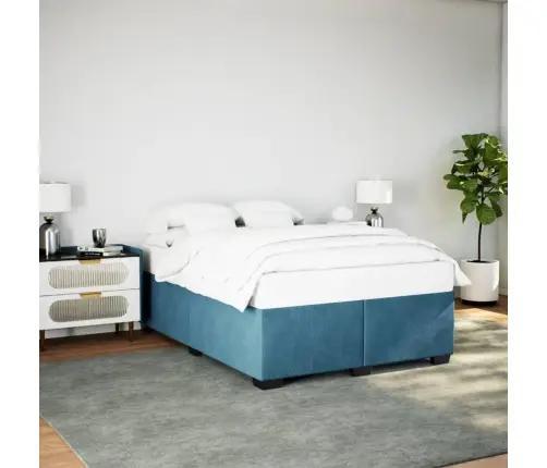 Gultas Rāmis, Zils, 140X200 Cm, Samts Vidaxl